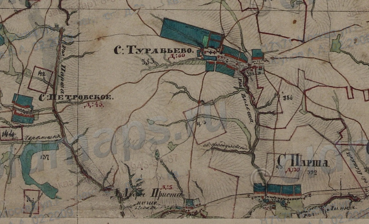 Карта нижегородской губернии 1850